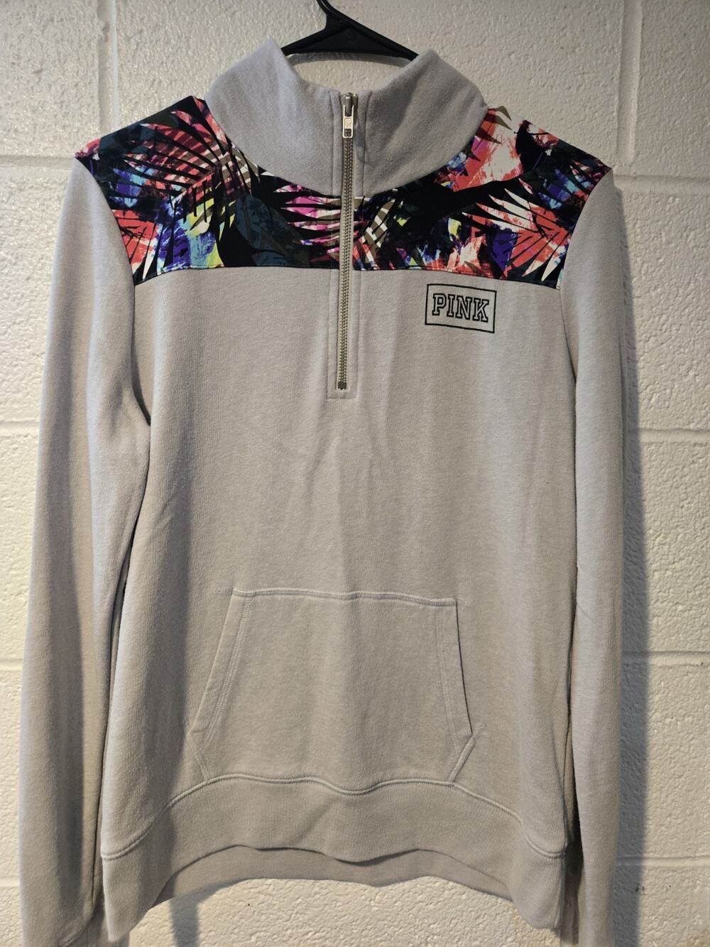 Victoria Secret Pink 1/4 Zip Sweatshirt Womens Size S Floral